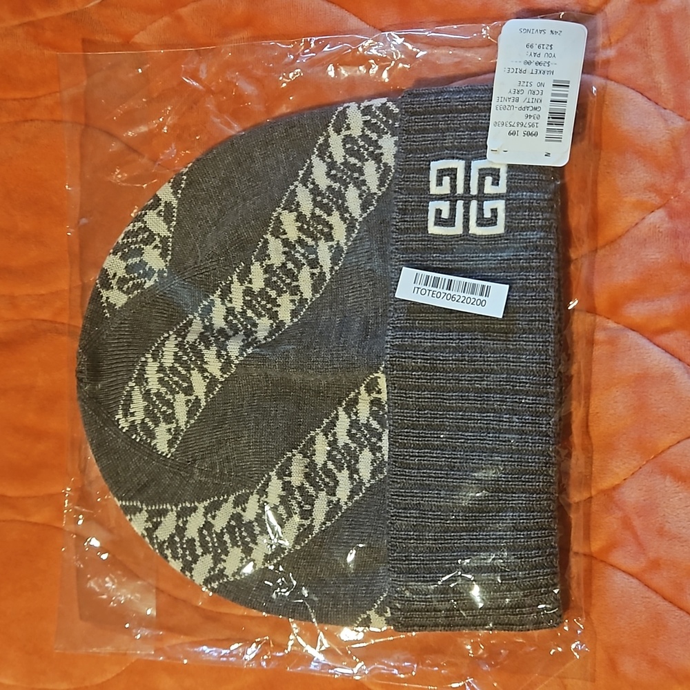 NWT Authentic grey and white Givenchy beanie